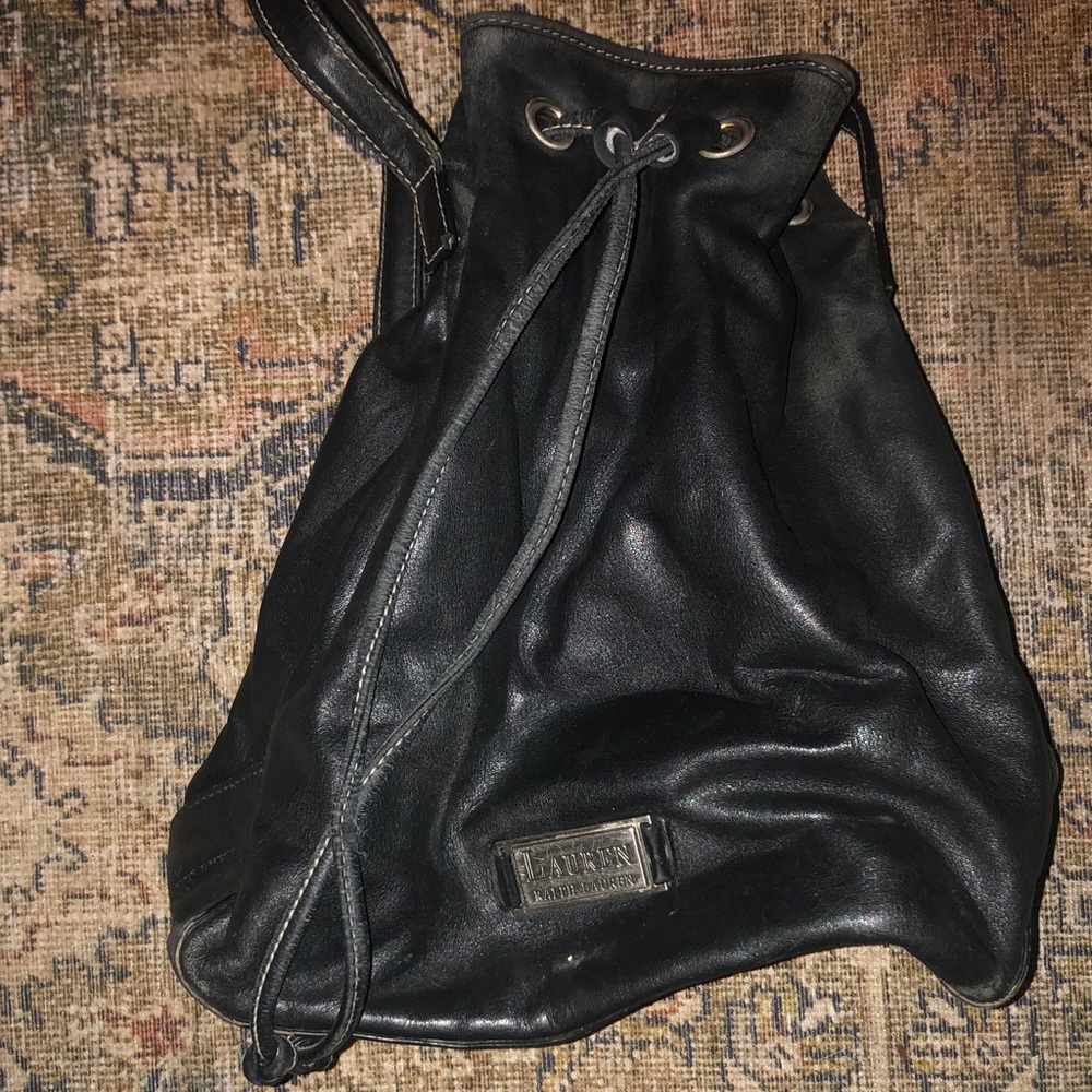 Ralph Lauren Black Leather Shoulder Purse